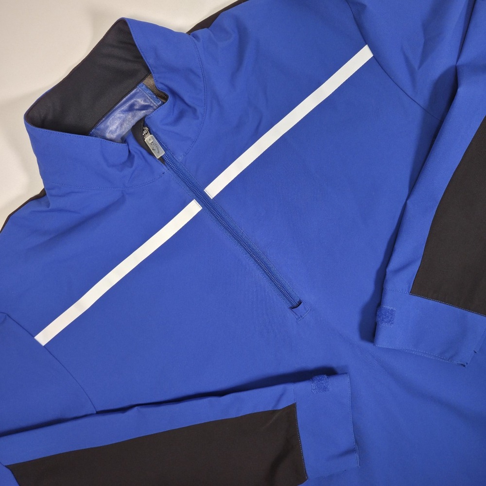 Callaway Weather Series 1/4 Zip Chest Stripe Wind Jacket Mens Medium Blue Golf